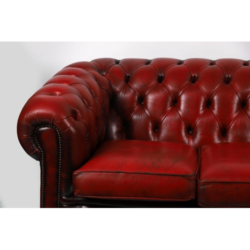 117 - HIDE UPHOLSTERED ROLL BACK CLUB SETTEE