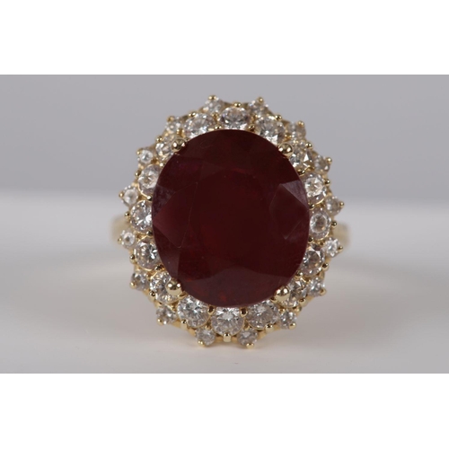 1181 - 14K GOLD RUBY AND DIAMOND RING