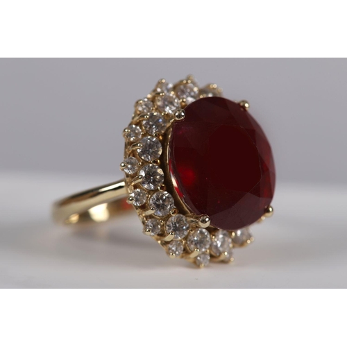 1181 - 14K GOLD RUBY AND DIAMOND RING