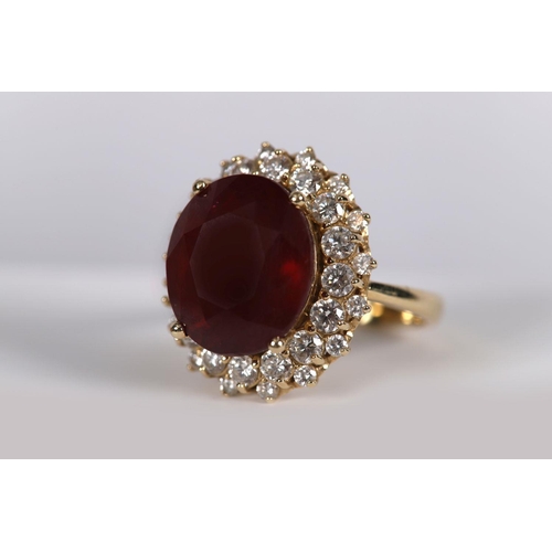 1181 - 14K GOLD RUBY AND DIAMOND RING