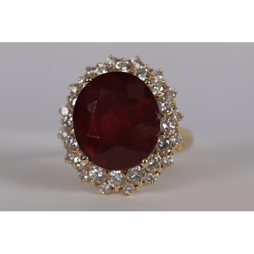 1181 - 14K GOLD RUBY AND DIAMOND RING