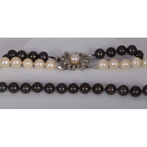 1183 - DOUBLE STRAND OF BLACK AND WHITE PEARLS