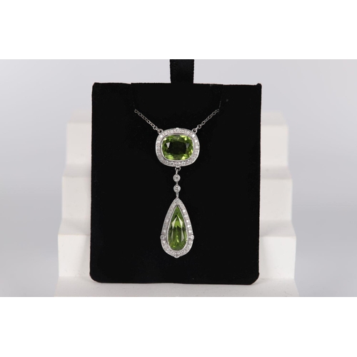 1188 - 18K WHITE GOLD PERIDOT & DIAMOND NECKLACE