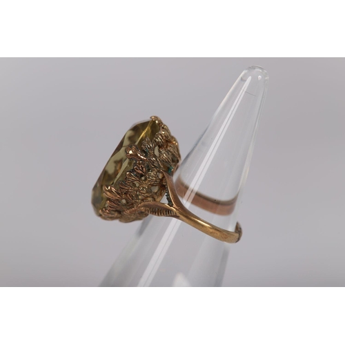 1193 - 9K YELLOW GOLD SMOKY TOPAZ RING