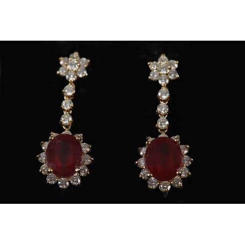 1196 - 14K GOLD RUBY AND DIAMOND EARRINGS