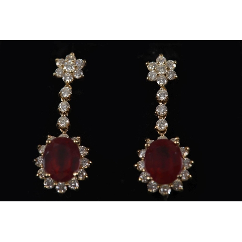 1196 - 14K GOLD RUBY AND DIAMOND EARRINGS