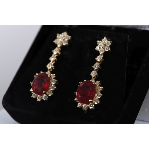 1196 - 14K GOLD RUBY AND DIAMOND EARRINGS