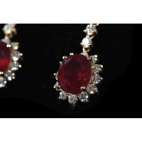 1196 - 14K GOLD RUBY AND DIAMOND EARRINGS