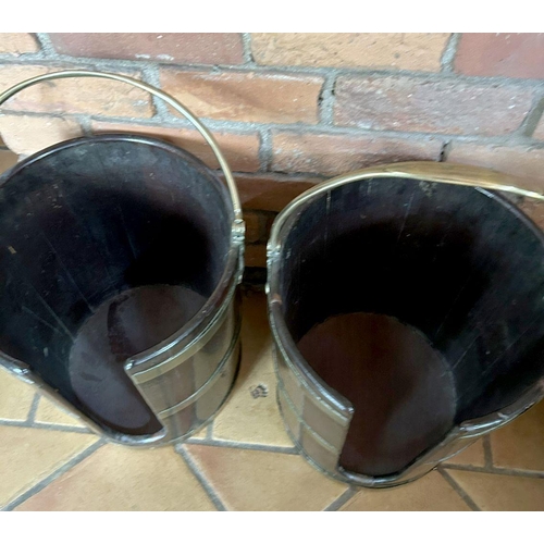 122 - PAIR GEORGE III BRASSBOUND PLATE BUCKETS