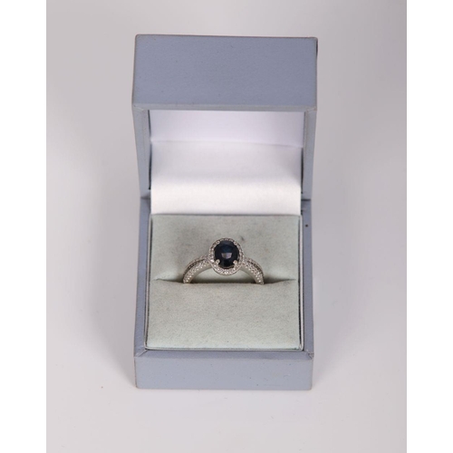 1239 - 14K WHITE GOLD SAPPHIRE AND DIAMOND RING