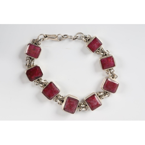 1246 - RUBY AND SILVER BRACELET