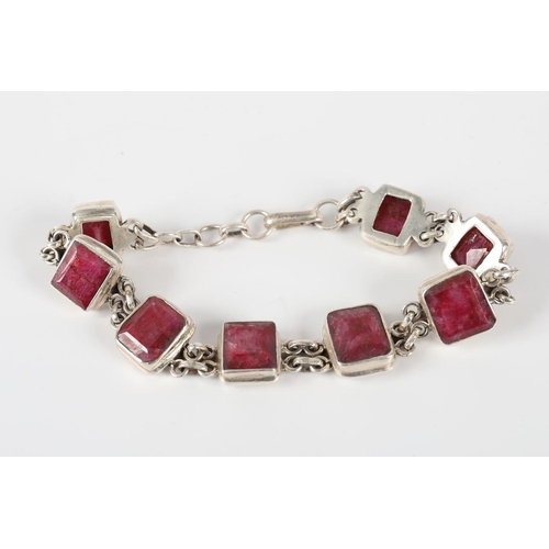 1246 - RUBY AND SILVER BRACELET