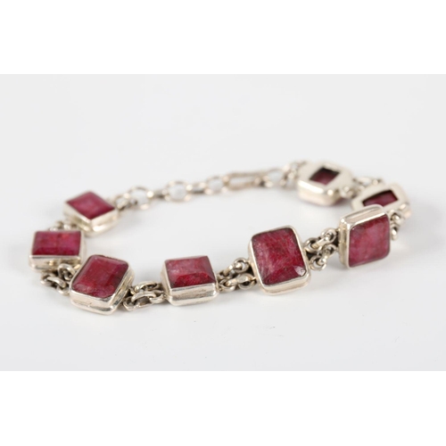 1246 - RUBY AND SILVER BRACELET