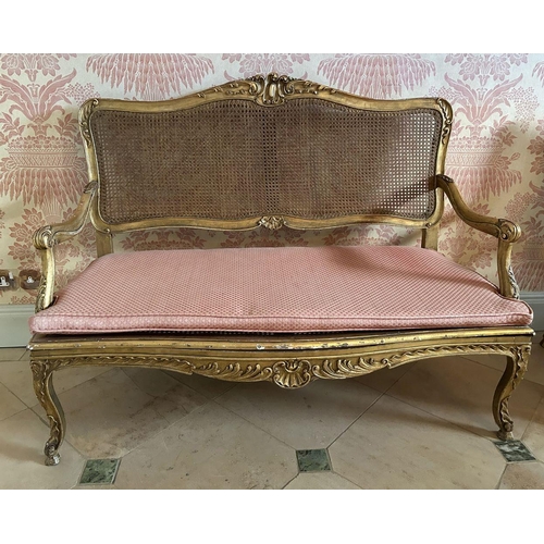 126 - PAIR 19TH-CENTURY CARVED GILTWOOD FRAMED SETTEES