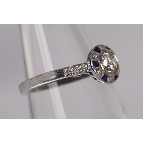 1266 - 18K WHITE GOLD SAPPHIRE & DIAMOND TARGET RING