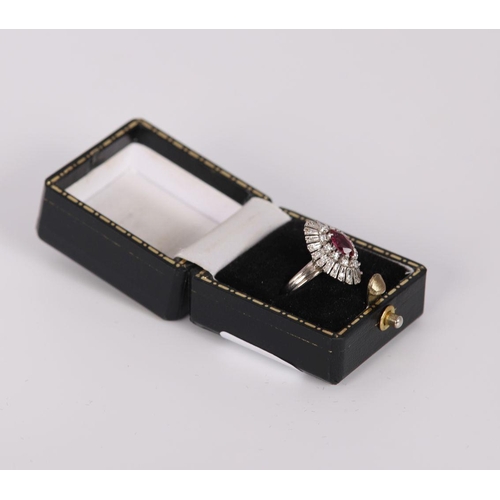 1272 - 18K GOLD RUBY AND DIAMOND CLUSTER RING