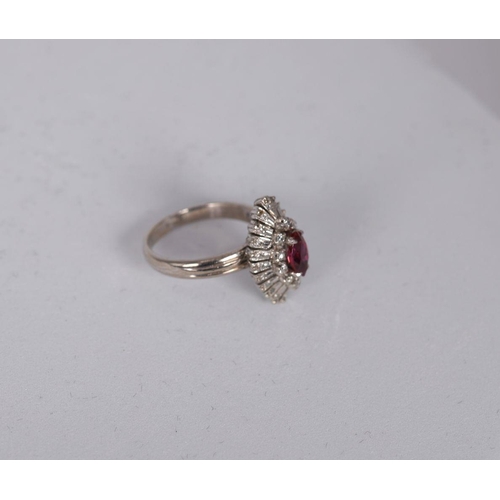 1272 - 18K GOLD RUBY AND DIAMOND CLUSTER RING