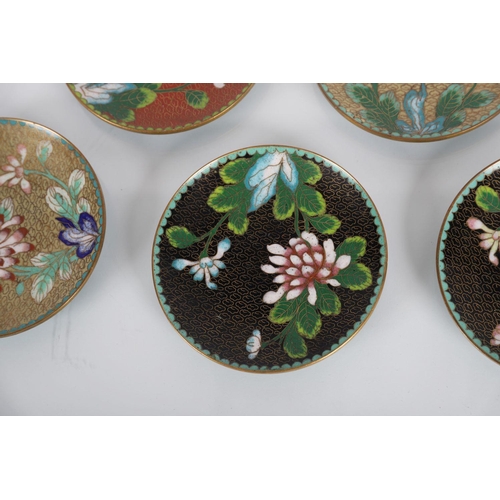 1296 - SET 6 CHINESE CLOISONNE ENAMEL PLATES