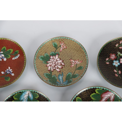 1296 - SET 6 CHINESE CLOISONNE ENAMEL PLATES