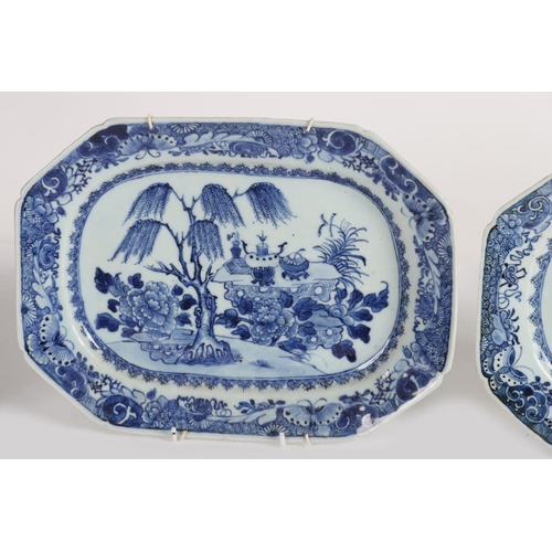 1328 - 2 18TH-CENTURY CHINESE BLUE & WHITE PLATTERS