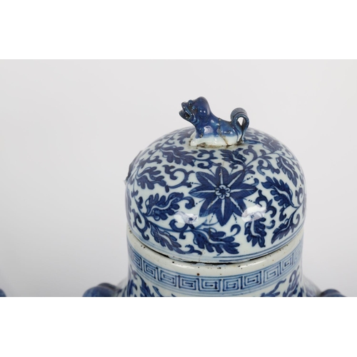 1340 - PAIR CHINESE QING BLUE & WHITE URNS