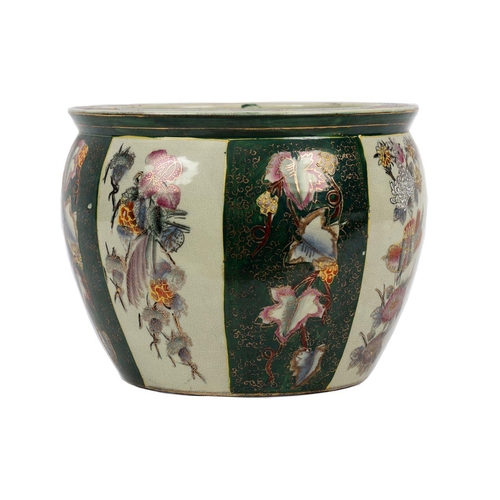 1343 - JAPANESE POLYCHROME & PARCEL-GILT JARDINIER