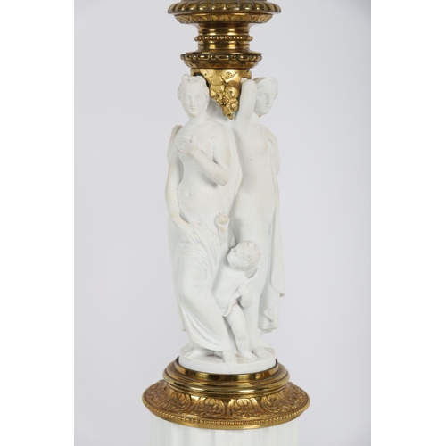 137 - PAIR ORMOLU & PARIAN TABLE LAMPS