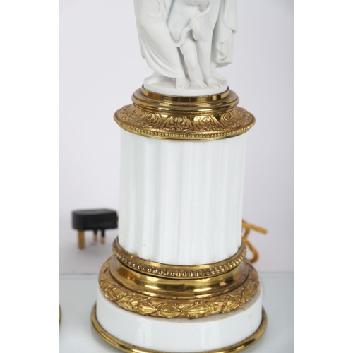 137 - PAIR ORMOLU & PARIAN TABLE LAMPS