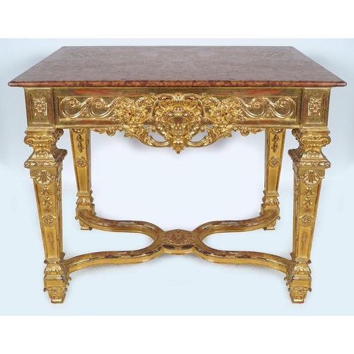 142 - 19TH-CENTURY CARVED GILTWOOD CONSOLE TABLE