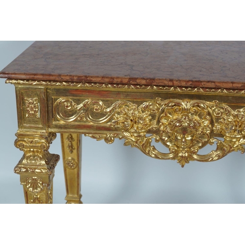 142 - 19TH-CENTURY CARVED GILTWOOD CONSOLE TABLE