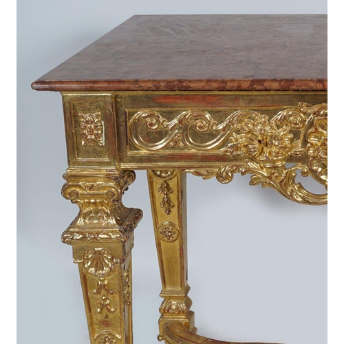 142 - 19TH-CENTURY CARVED GILTWOOD CONSOLE TABLE