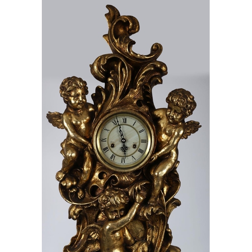 1424 - LOUIS XV STYLE GILT FRAMED LONGCASE CLOCK