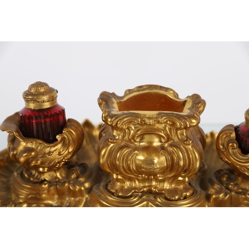 1428 - 19TH-CENTURY EXHIBITION ORMOLU PEN & INKSTAND