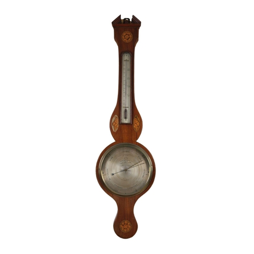 1453 - GEORGE III MAHOGANY & SATINWOOD MERCURY BAROMETER