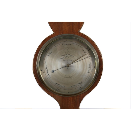 1453 - GEORGE III MAHOGANY & SATINWOOD MERCURY BAROMETER