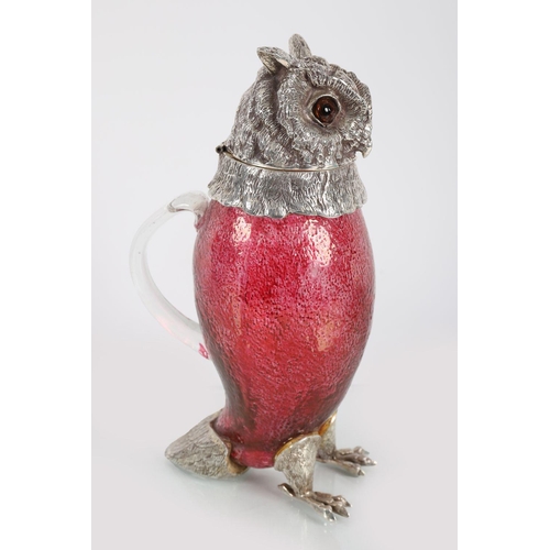 1458 - NOVEL CRANBERRY GLASS CLARET JUG