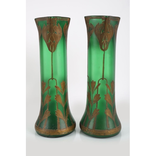 1467 - PAIR ART NOUVEAU ART GLASS VASES