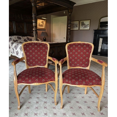 1474 - PAIR LOUIS XV STYLE BEECH WOOD ARMCHAIRS