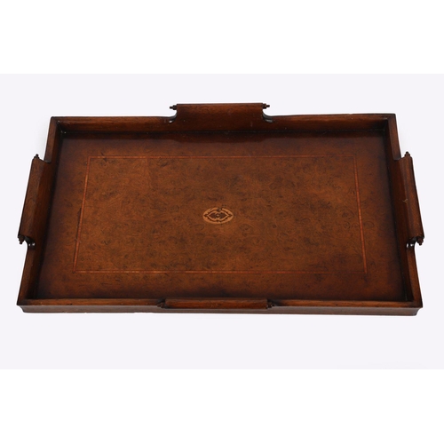 1483 - MODERN WALNUT & INLAID BUTLER'S GALLERY TRAY