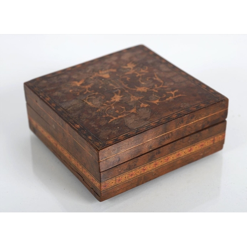 1488 - EDWARDIAN WALNUT & MARQUETRY CIGAR BOX