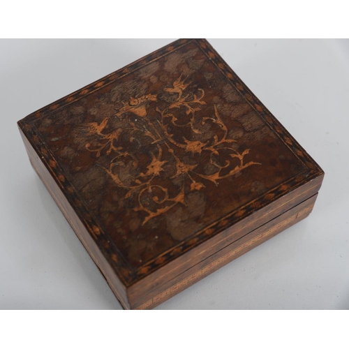 1488 - EDWARDIAN WALNUT & MARQUETRY CIGAR BOX