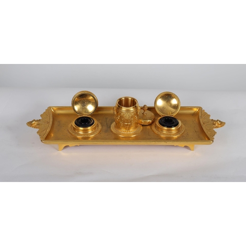 154 - 19TH-CENTURY ORMOLU PEN AND INK STAND