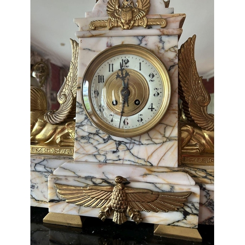 156 - 19TH-CENTURY ORMOLU & MARBLE CLOCK GARNITURE