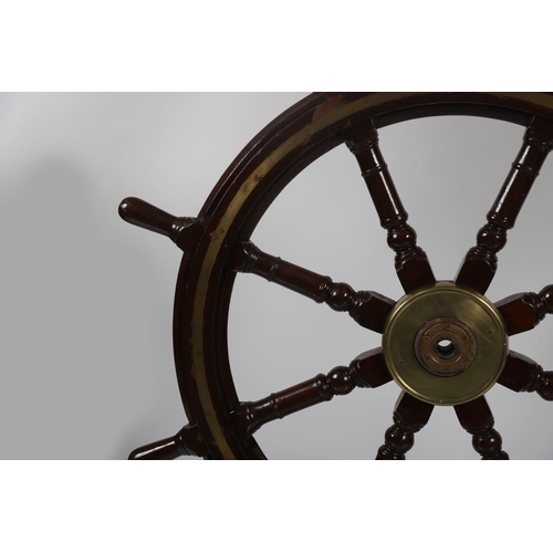 1608 - LARGE BRASS BOUND SHIP'S WHEEL