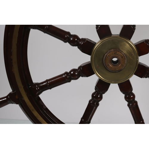 1608 - LARGE BRASS BOUND SHIP'S WHEEL