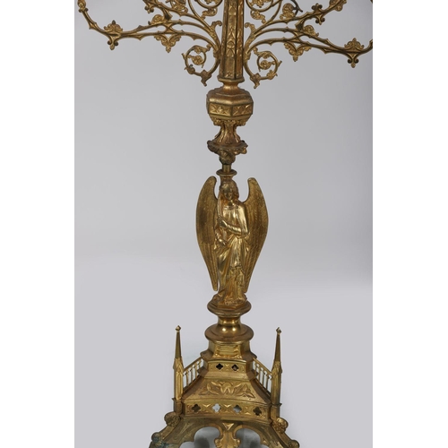 171 - PAIR 19TH-CENTURY GILT BRONZE GOTHIC CANDELABRAS