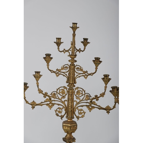 171 - PAIR 19TH-CENTURY GILT BRONZE GOTHIC CANDELABRAS