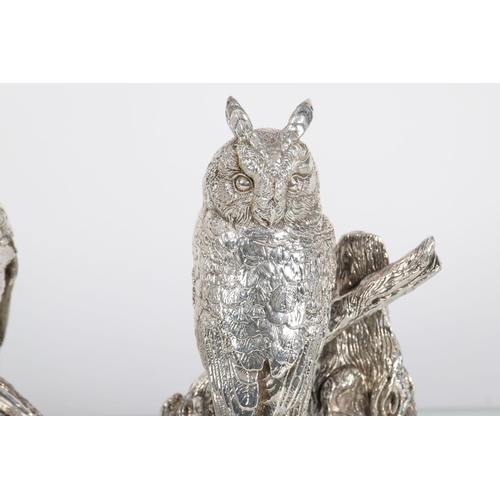 173 - PAIR SILVER OWLS