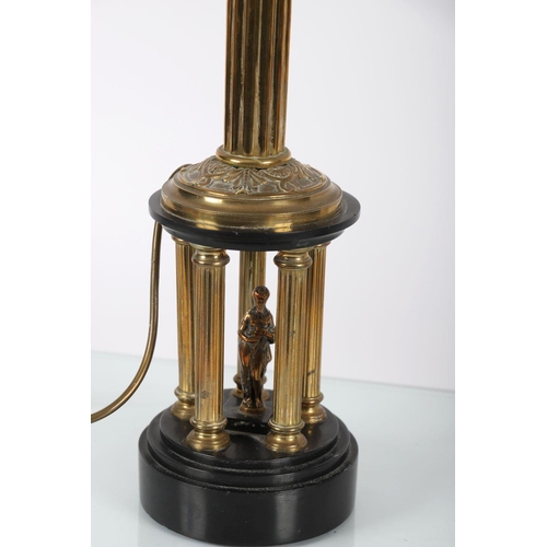 18 - PAIR LARGE ANTIQUE BRASS TABLE LAMPS