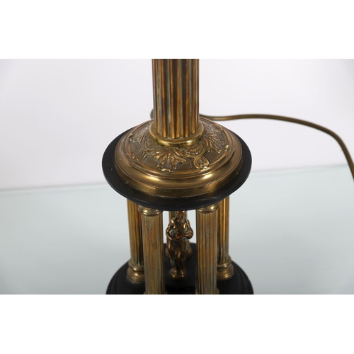 18 - PAIR LARGE ANTIQUE BRASS TABLE LAMPS